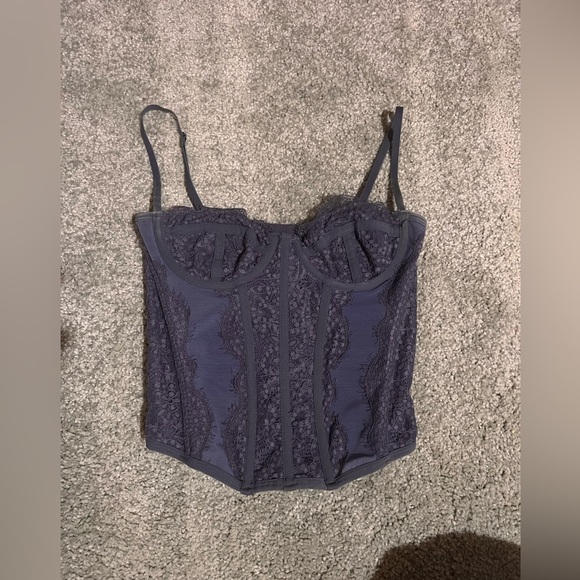 Urban Outfitters Out From Under Blue Slate Corset Size Small - Picture 2 of 3